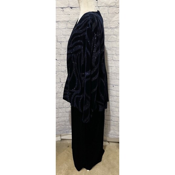 R&M Richards Plus Size Blue Velvet Sleeveless Dress with Glitter Jacket Size 20W - Picture 7 of 16